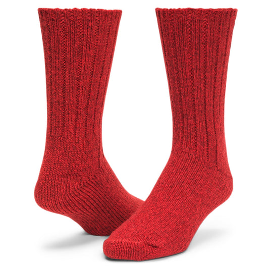 El-Pine Crew Heavyweight Wool Sock - Red Heather full product perspective