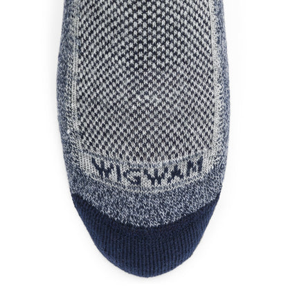 Cool-Lite Hiker Quarter Midweight Sock - Grey/Navy toe perspective - made in The USA Wigwam Socks