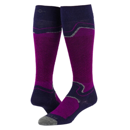 Snow Junkie Ultra Lightweight Over-The-Calf Sock - Hot Magenta full product perspective - made in The USA Wigwam Socks