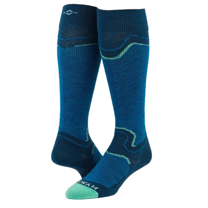 Snow Junkie Ultra Lightweight Over-The-Calf Sock - Seaport full product perspective - made in The USA Wigwam Socks
