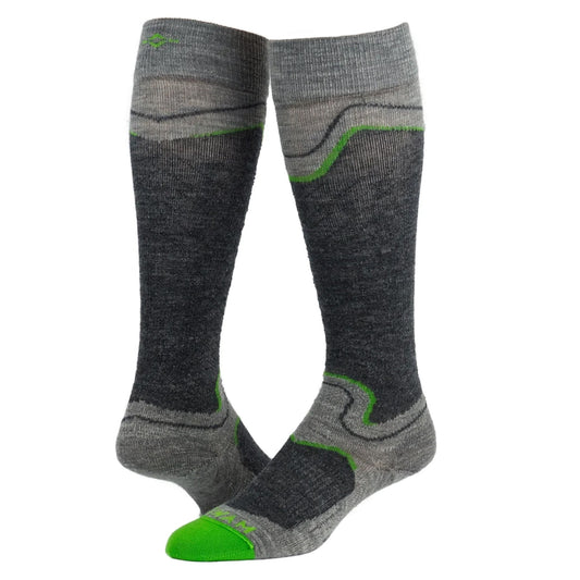 Snow Junkie Lightweight Compression Over-The-Calf Sock - Charcoal full product perspective