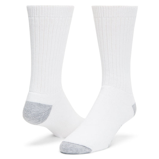 Diabetic Sport Crew Midweight Sock - White full product perspective