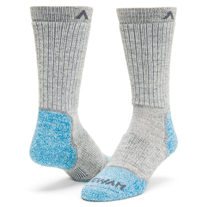Merino Lite Hiker Midweight Crew Sock - Light Grey Heather full product perspective - made in The USA Wigwam Socks