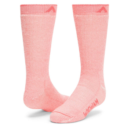 Merino Kid's Comfort Hiker Sock - Coral Ray full product perspective - made in The USA Wigwam Socks