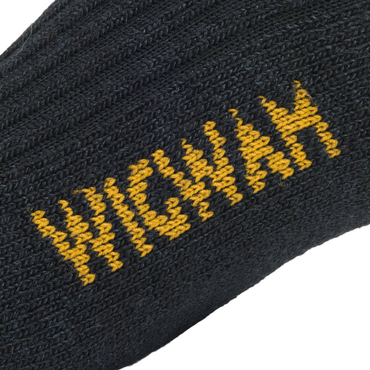 Merino/Silk Hiker Heavyweight Crew Sock - Black knit-in logo