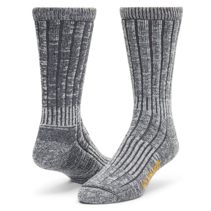 Merino/Silk Hiker Heavyweight Crew Sock - Charcoal full product perspective - made in The USA Wigwam Socks