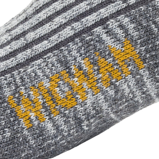Merino/Silk Hiker Heavyweight Crew Sock - Charcoal knit-in logo