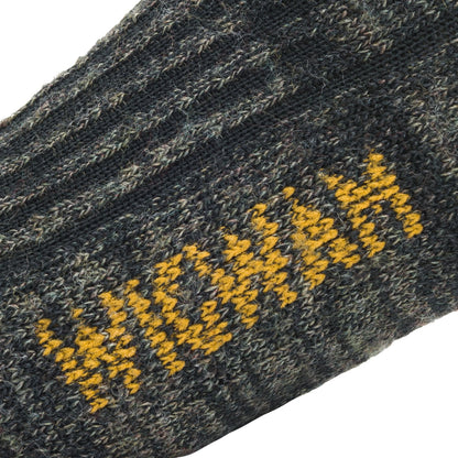Merino/Silk Hiker Heavyweight Crew Sock - Olive Green Heather knit-in logo - made in The USA Wigwam Socks