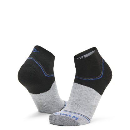 Surpass Lightweight Quarter Sock - Black/Grey full product perspective - made in The USA Wigwam Socks