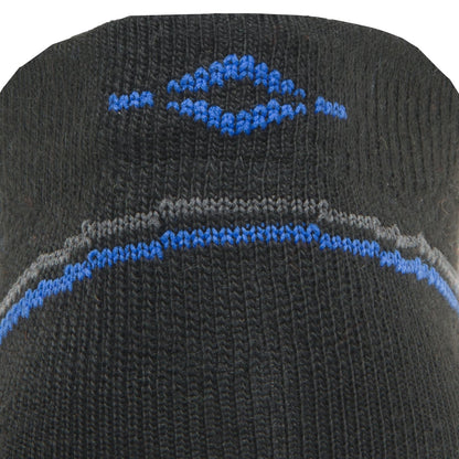 Surpass Ultra Lightweight Low Sock - Black/Grey cuff perspective - made in The USA Wigwam Socks