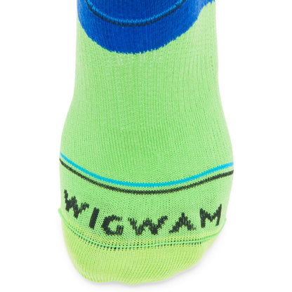 Surpass Ultra Lightweight Low Sock - Blue/Green toe perspective - made in The USA Wigwam Socks