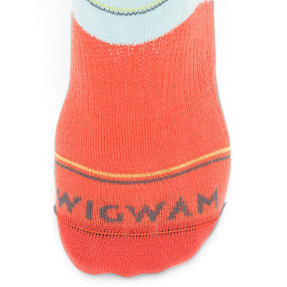 Surpass Ultra Lightweight Low Sock - Yucca/Red toe perspective - made in The USA Wigwam Socks