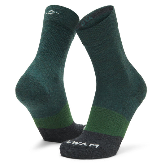Trail Junkie Lightweight Mid Crew Sock With Merino Wool - June Bug full product perspective