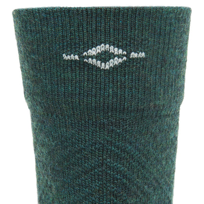 Trail Junkie Lightweight Mid Crew Sock With Merino Wool - June Bug cuff perspective - made in The USA Wigwam Socks