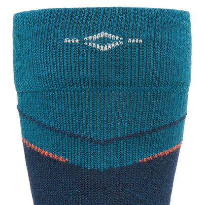Snow Junkie Ultra Lightweight Over-The-Calf Sock - Navy II cuff perspective - made in The USA Wigwam Socks