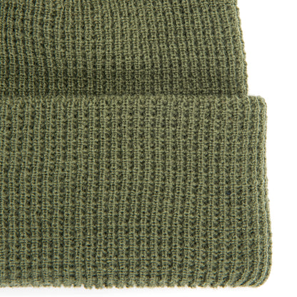 Tundra 100% Acrylic Cap - Army Green brim perspective - made in The USA Wigwam Socks