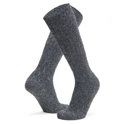Diamond Knee High Lightweight Sock With Recycled Wool - Black full product perspective - made in The USA Wigwam Socks