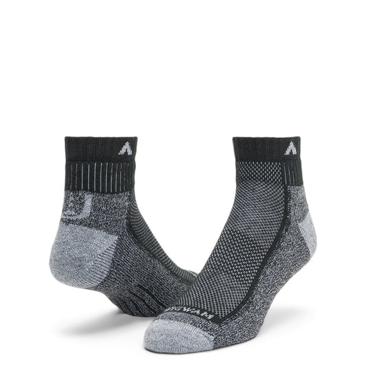 Cool-Lite Hiker Quarter Midweight Sock - Black/Grey full product perspective