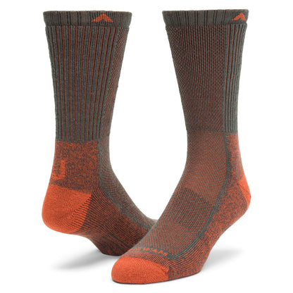 Cool-Lite Hiker Crew Midweight Sock - Charcoal/Orange full product perspective - made in The USA Wigwam Socks