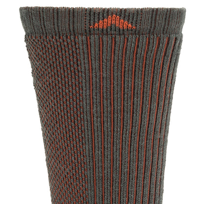 Cool-Lite Hiker Crew Midweight Sock - Charcoal/Orange cuff perspective - made in The USA Wigwam Socks