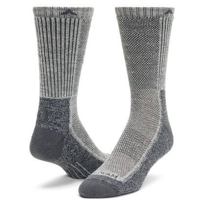 Cool-Lite Hiker Crew Midweight Sock - Grey/Charcoal full product perspective - made in The USA Wigwam Socks