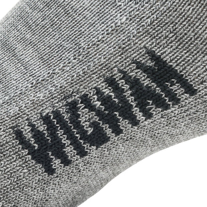 Hiking Outdoor Midweight Crew Sock - Light Grey Heather knit-in logo - made in The USA Wigwam Socks