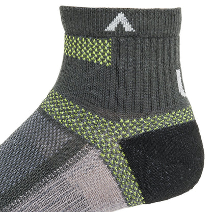 Ultra Cool-Lite Quarter Sock - Charcoal II heel and cuff perspective - made in The USA Wigwam Socks
