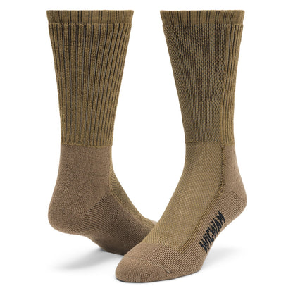 Hot Weather BDU Pro Midweight Crew Sock - Coyote Brown full product perspective - made in The USA Wigwam Socks
