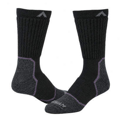 Wool Midweight Outdoor Crew - Black full product - made in The USA Wigwam Socks