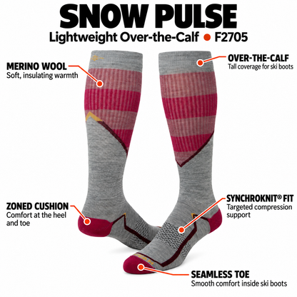 Snow Pulse Lightweight OTC Sock - Feature image - made in The USA Wigwam Socks