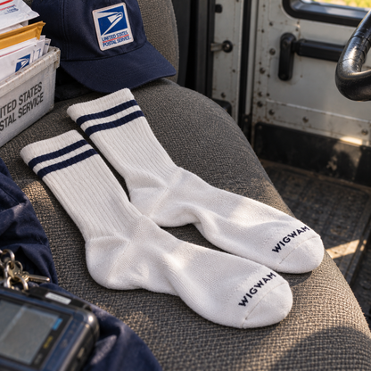 Postal Lite Crew Lightweight Sock - Lifestyle image - made in The USA Wigwam Socks