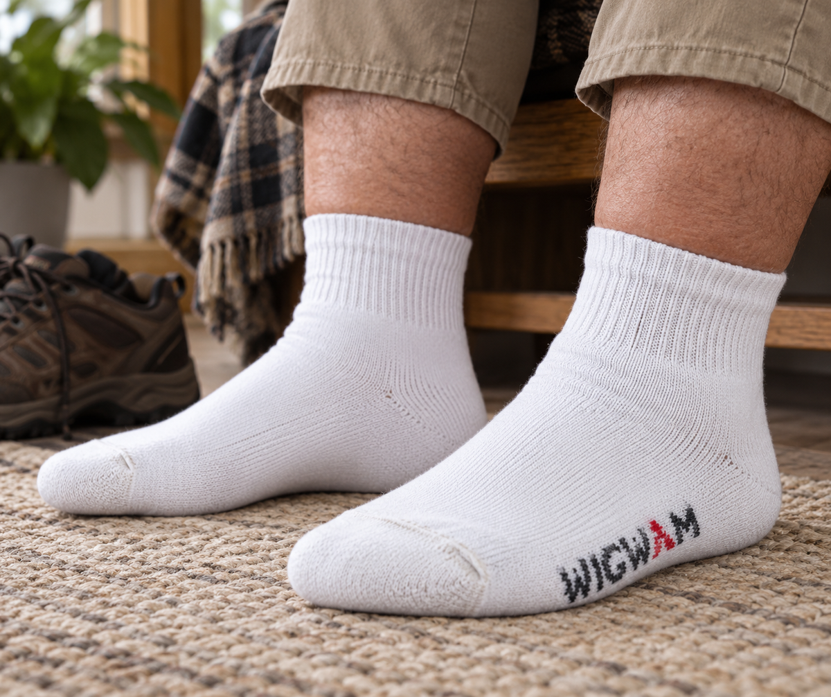 King Cotton Quarter Heavyweight Athletic Sock (Formerly Called King Cotton Low) - lifestyle image - made in The USA Wigwam Socks
