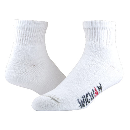 King Cotton Quarter Heavyweight Athletic Sock - White full product perspective - made in The USA Wigwam Socks