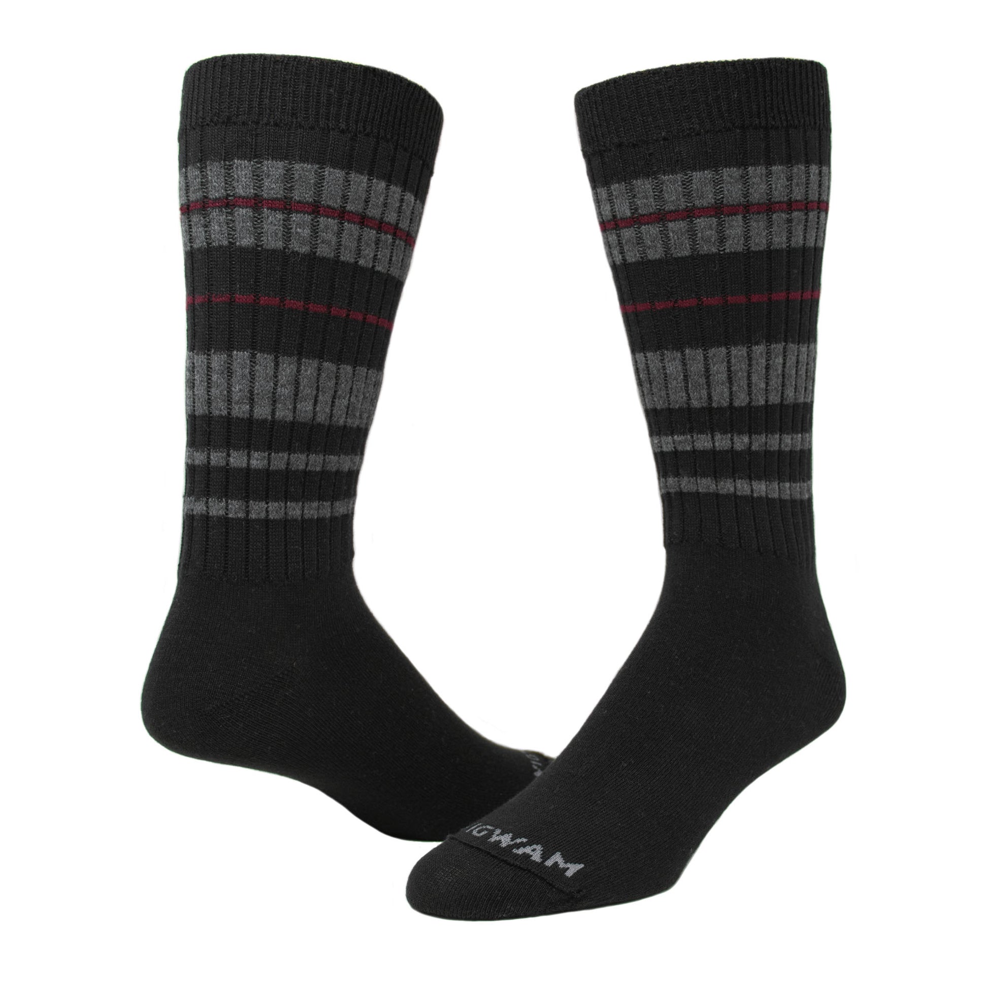 Easy Fit Ultralight Crew Sock - Black full - made in The USA Wigwam Socks