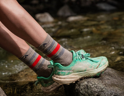 Super Stripe Lightweight Mid-Crew Sock - Lifestyle Image - made in The USA Wigwam Socks