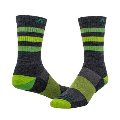 Super Stripe Lightweight Mid-Crew Sock - Charcoal full product perspective - made in The USA Wigwam Socks