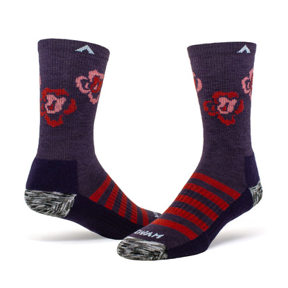 Rose Valley Mid-Crew Lightweight Sock - Purple velvet full product perspective - made in The USA Wigwam Socks