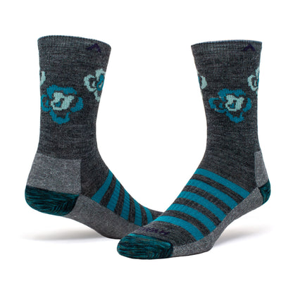 Rose Valley Mid-Crew Lightweight Sock - Charcoal full product perspective - made in The USA Wigwam Socks