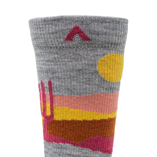 Cacti Mid-Crew Lightweight Sock - Grey cuff