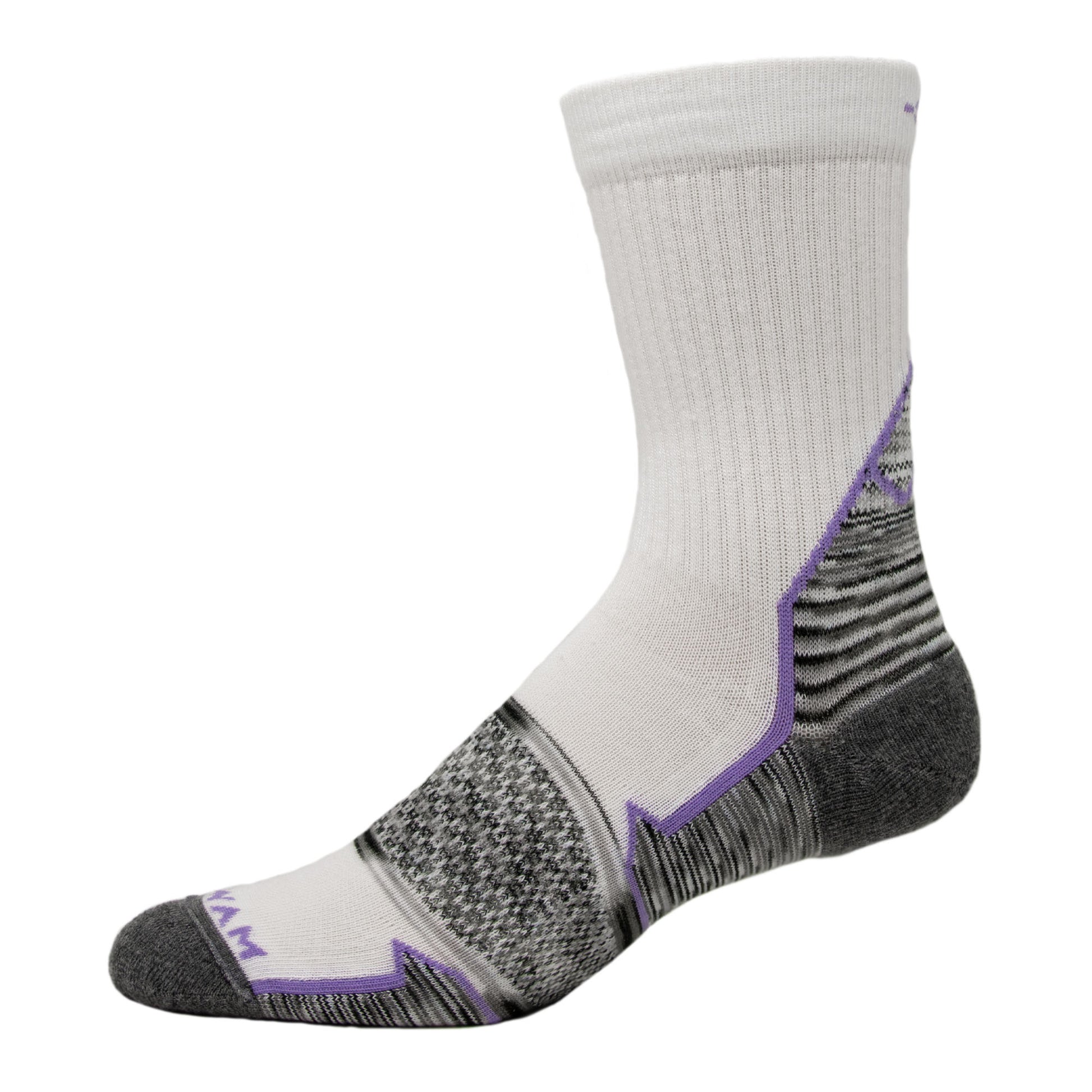 Phantom Mid-Crew Lightweight Sock - White side view - made in The USA Wigwam Socks