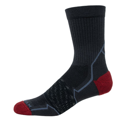 Phantom Mid-Crew Lightweight Sock - Charcoal right side - made in The USA Wigwam Socks