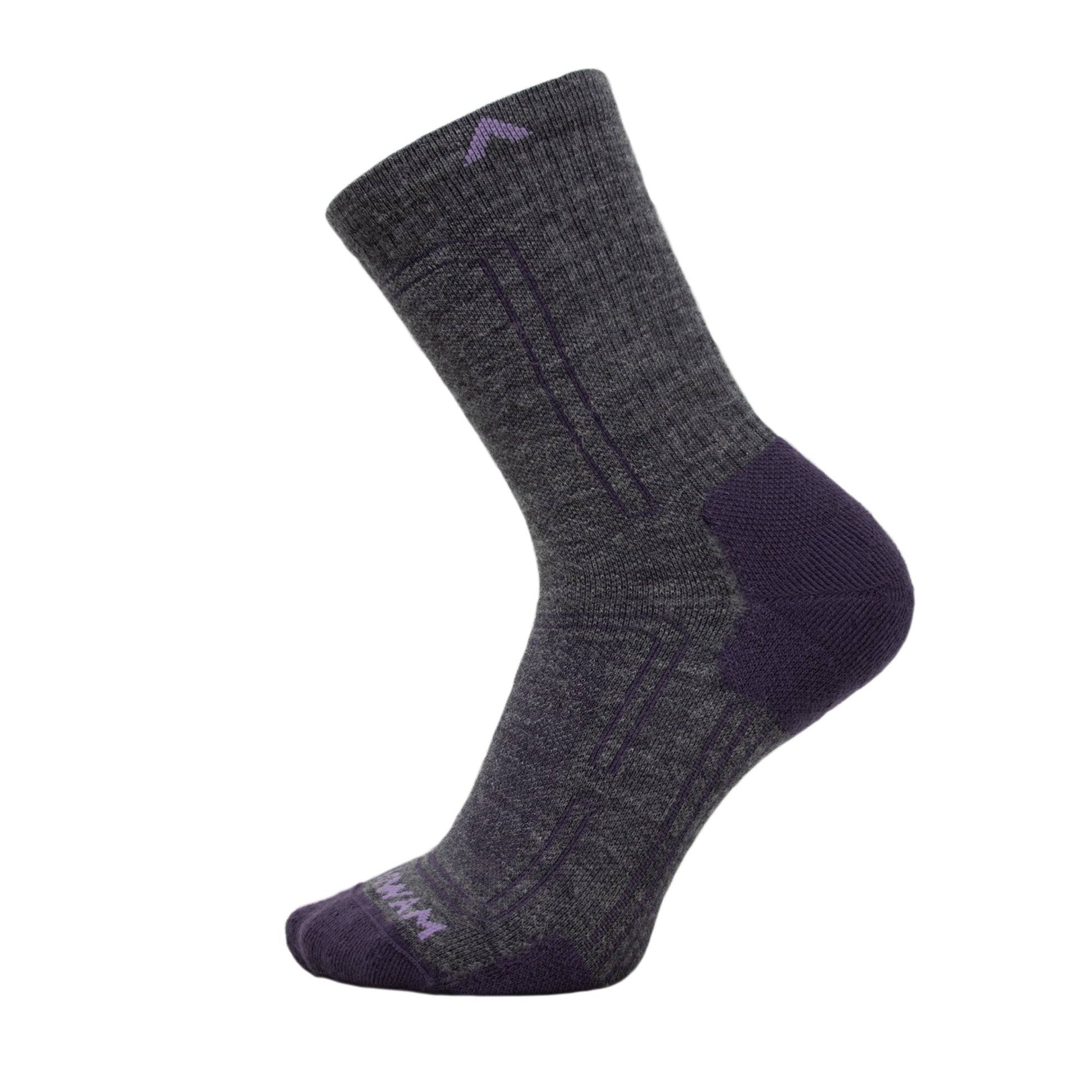 Alpaca Ultra Mid Crew Lightweight Sock - Purple velvet side - made in The USA Wigwam Socks