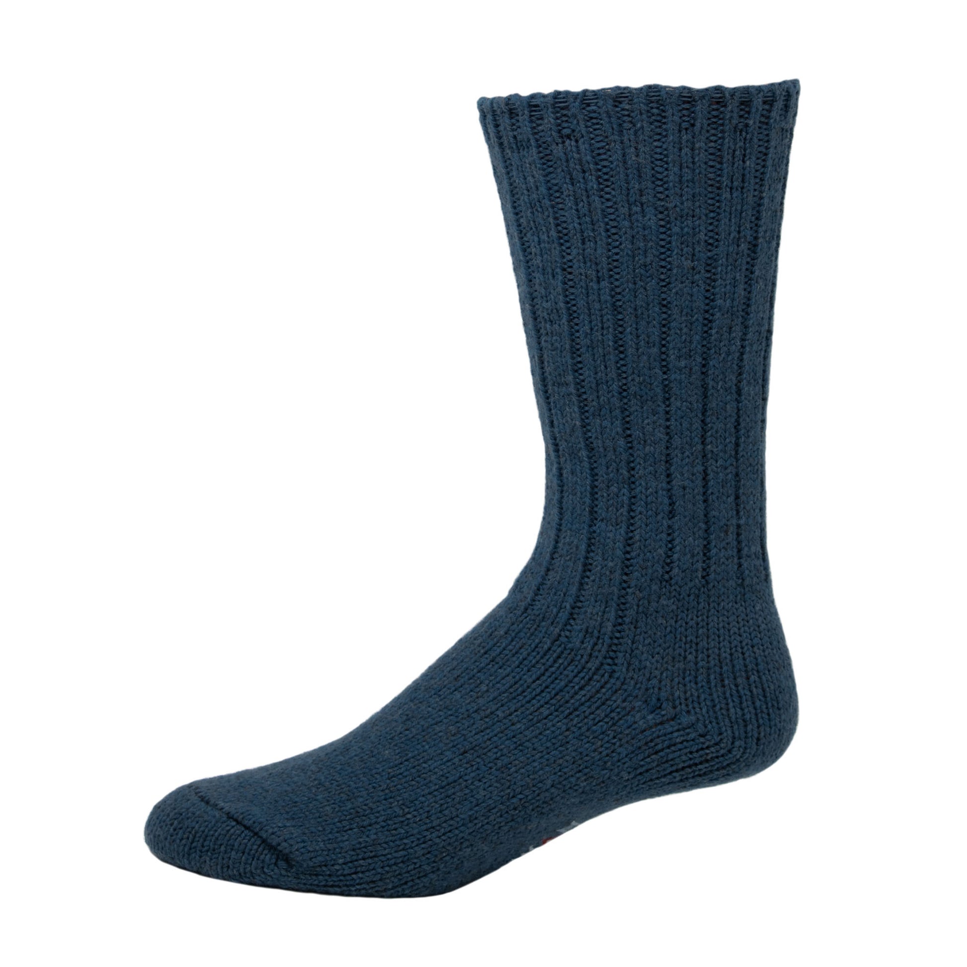 El-Pine Heavyweight Crew Ragg Wool Sock - Denim side view - made in The USA Wigwam Socks