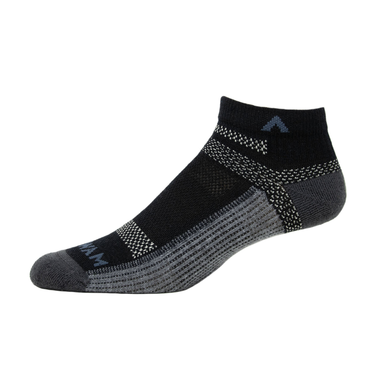 Merino Ultra Cool-Lite Low Ultra-lightweight Sock - Black II side - made in The USA Wigwam Socks
