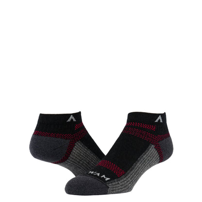 Merino Ultra Cool-Lite Low Sock - Black full product perspective - made in The USA Wigwam Socks