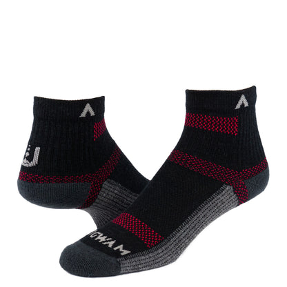 Merino Ultra Cool-Lite Quarter Sock - Black full product perspective - made in The USA Wigwam Socks