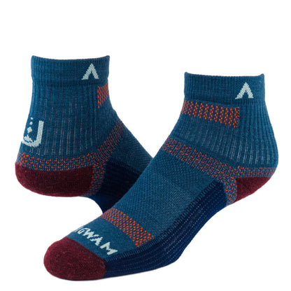 Merino Ultra Cool-Lite Quarter Sock - Majolica full product perspective - made in The USA Wigwam Socks