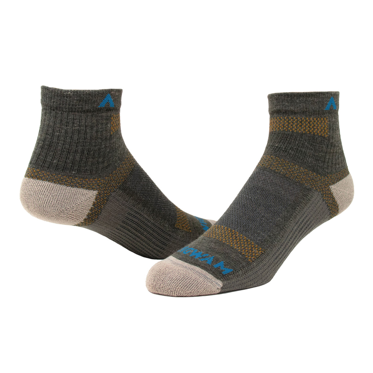 Merino Ultra Cool-Lite Ultra-lightweight Quarter Sock - Olive Green heather full product - made in The USA Wigwam Socks