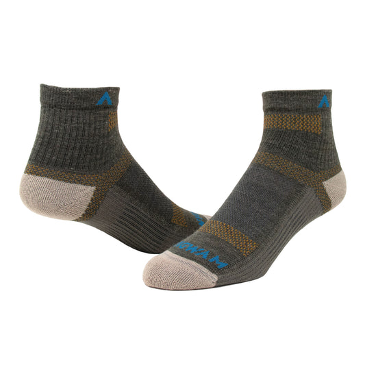 Merino Ultra Cool-Lite Ultra-lightweight Quarter Sock - Olive Green heather full product