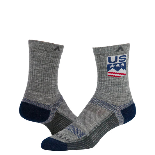 USA Merino Ultra Cool Lite Mid-Crew - Grey full sock view